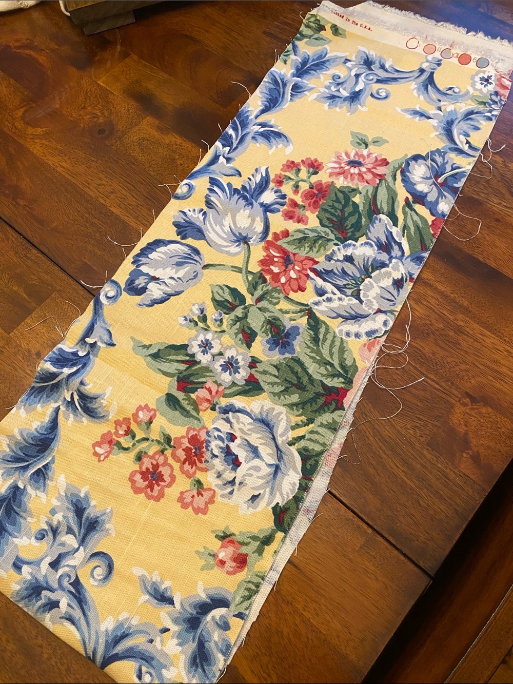 Rose Cliff Barrow Industries Yellow Floral Upholstery Fabric Pieces - Picture 3 of 4